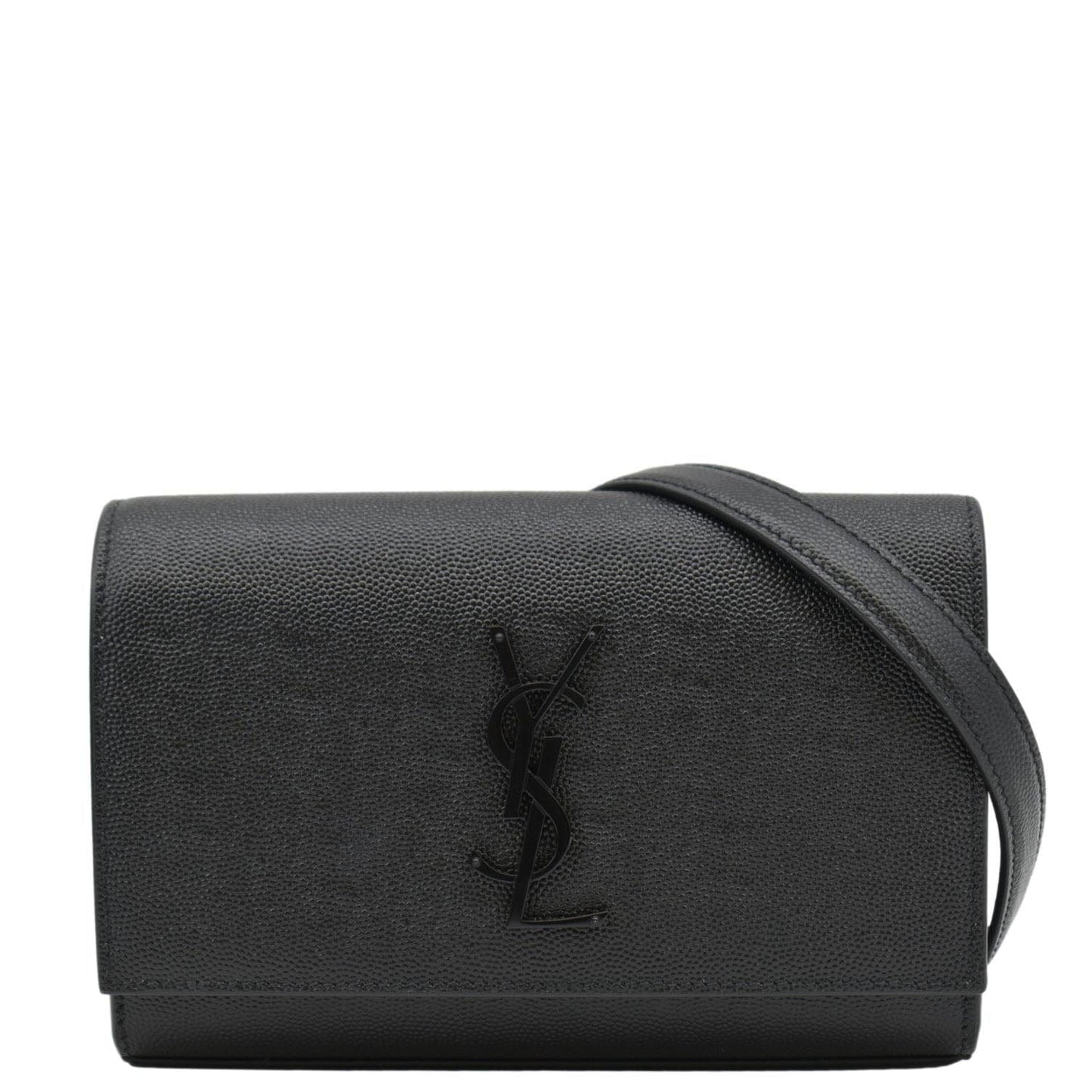 SAINT LAURENT Kate Monogram Grain De Poudre Belt Bag Black