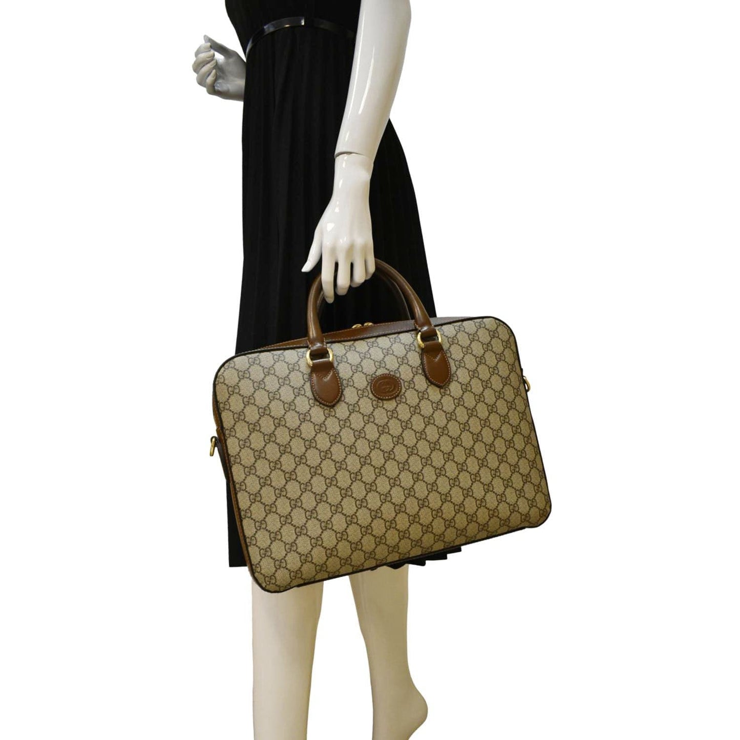 GUCCI Interlocking GG Supreme Canvas Briefcase Shoulder Bag Brown 674140