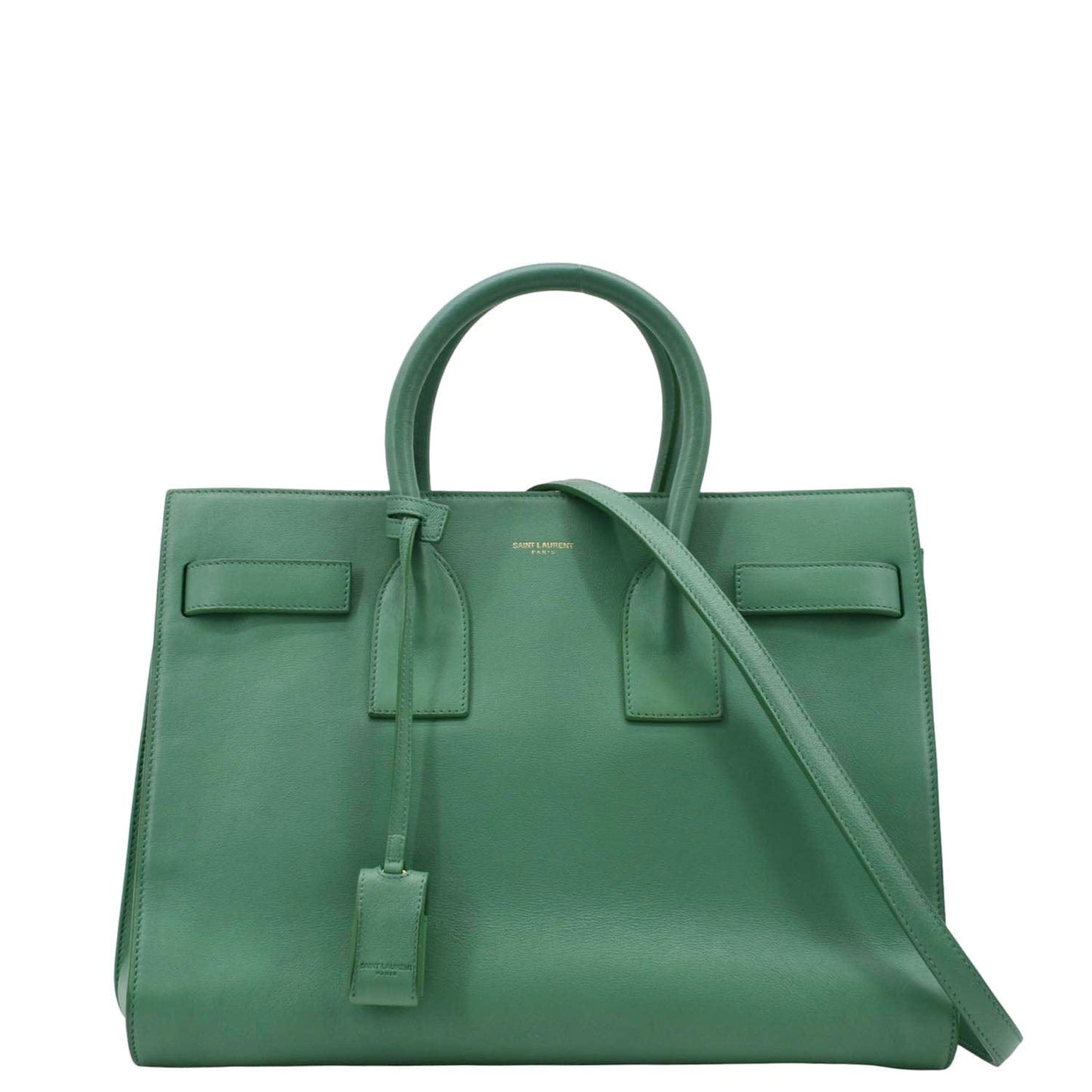 SAINT LAURENT Sac de Jour Leather Satchel Shoulder Bag Green