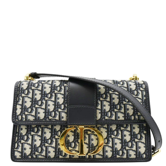 CHRISTIAN DIOR 30 Montaigne Oblique Jacquard Crossbody Clutch Bag Blue