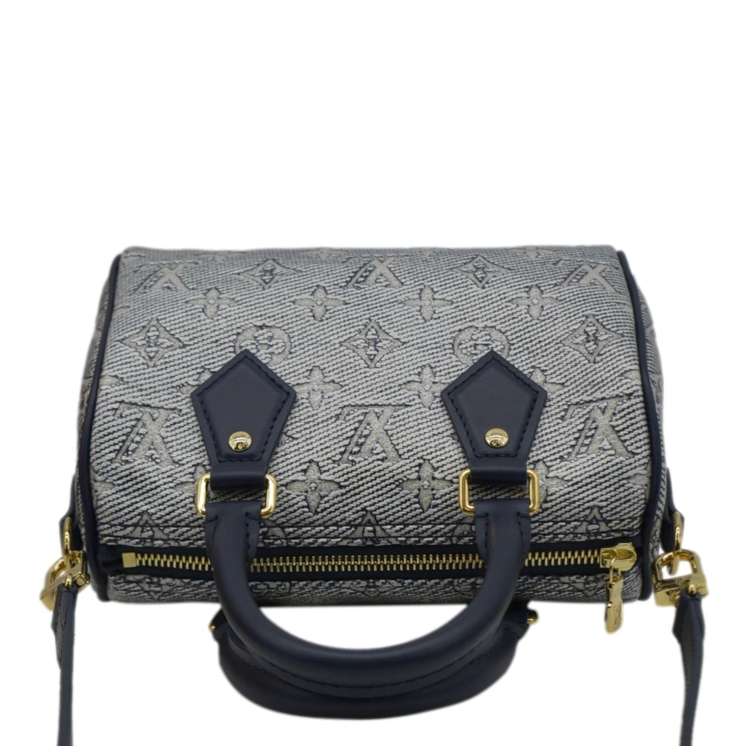 LOUIS VUITTON Monoglam Bandouliere 20 Jacquard Canvas Shoulder Bag Navy