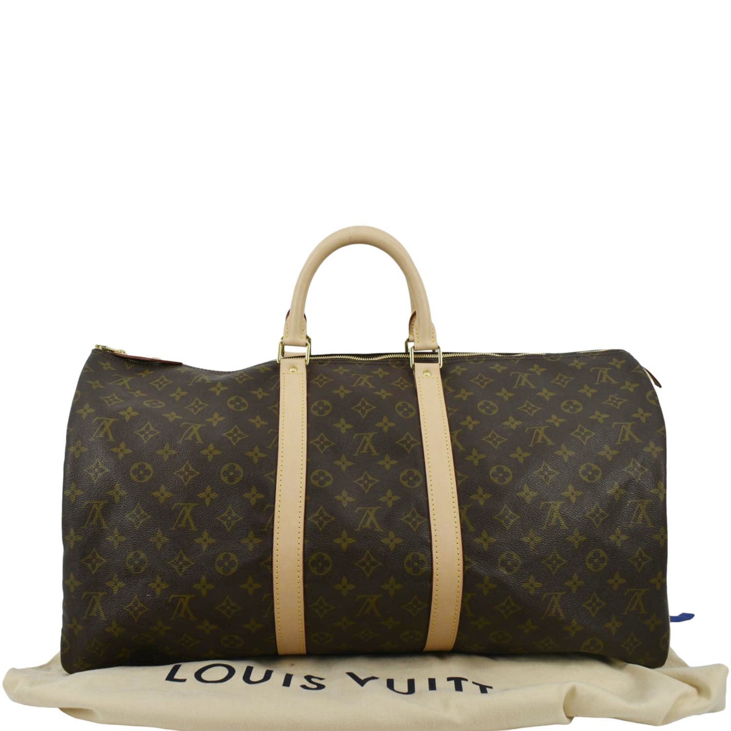 LOUIS VUITTON Keepall 55 Monogram Canvas Travel Bag Brown