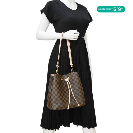 LOUIS VUITTON Neonoe MM Damier Ebene Shoulder Bag Brown
