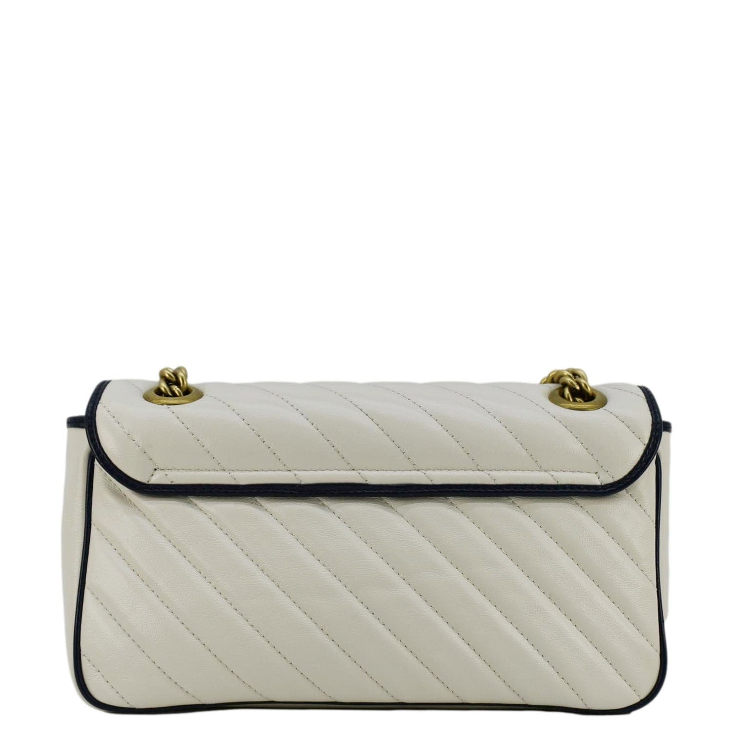GUCCI GG Marmont Small Diagonal Matelasse Leather Crossbody Bag White 443497