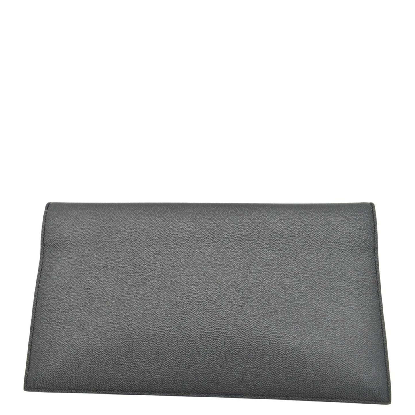 SAINT LAURENT Uptown Envelope Grain De Poudre Leather Clutch Black