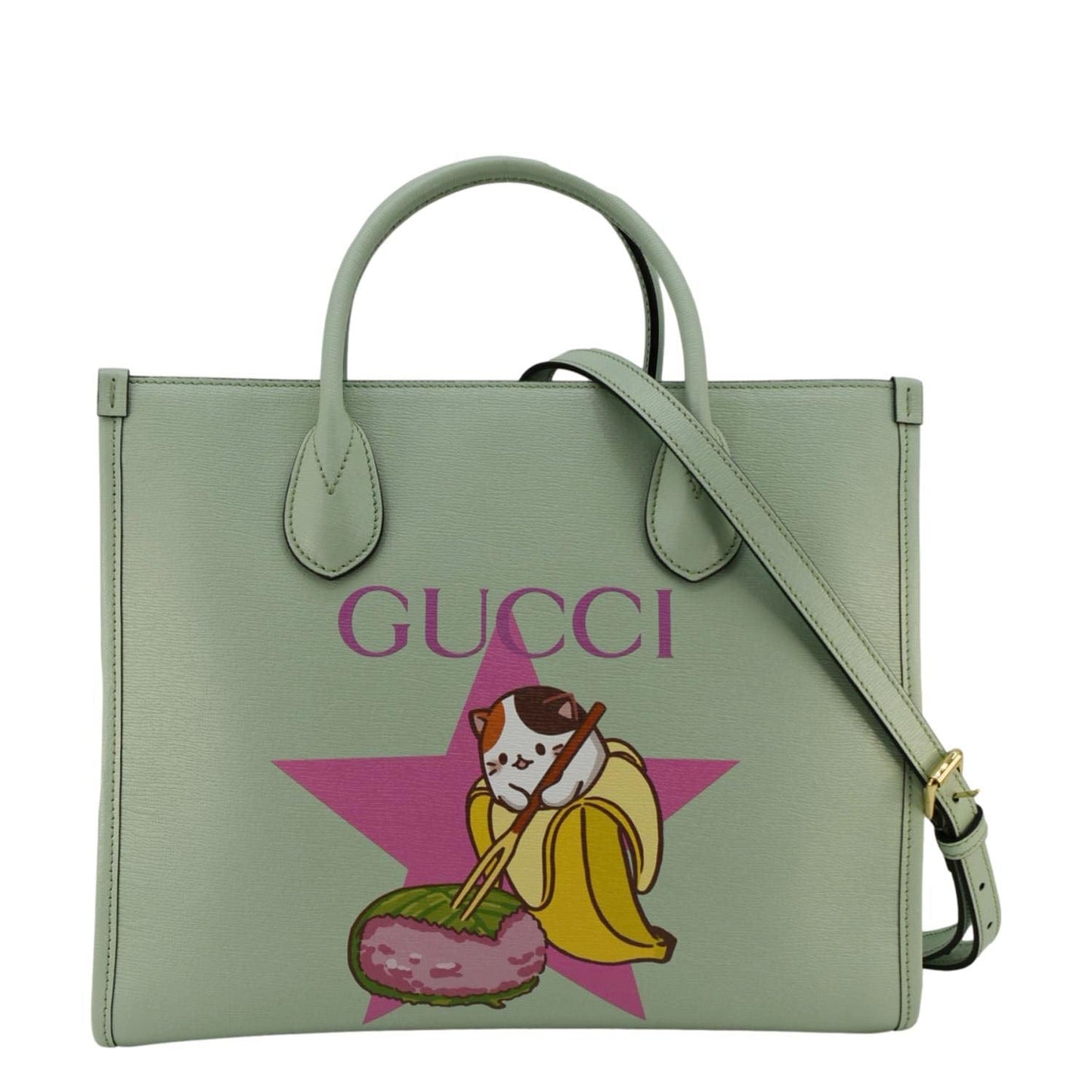 GUCCI Baya Print Small Leater Tote Bag Green 659983