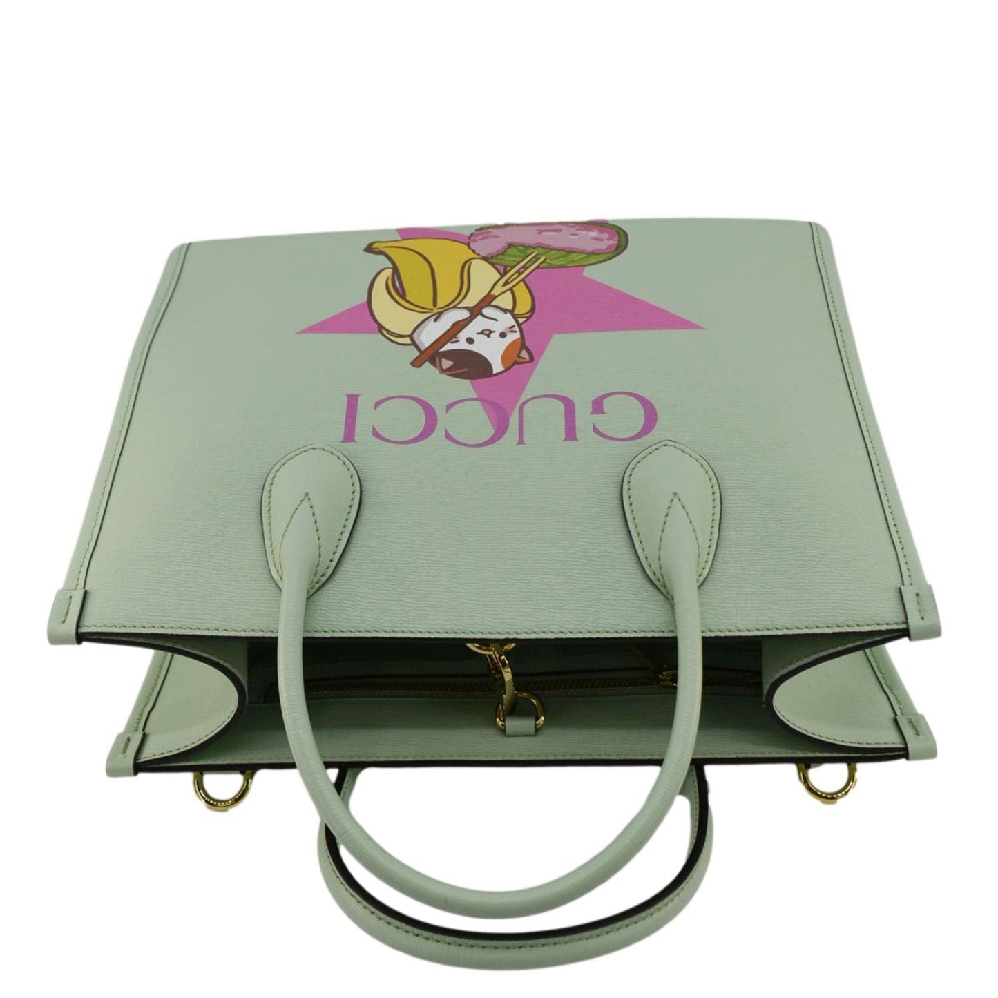 GUCCI Baya Print Small Leater Tote Bag Green 659983