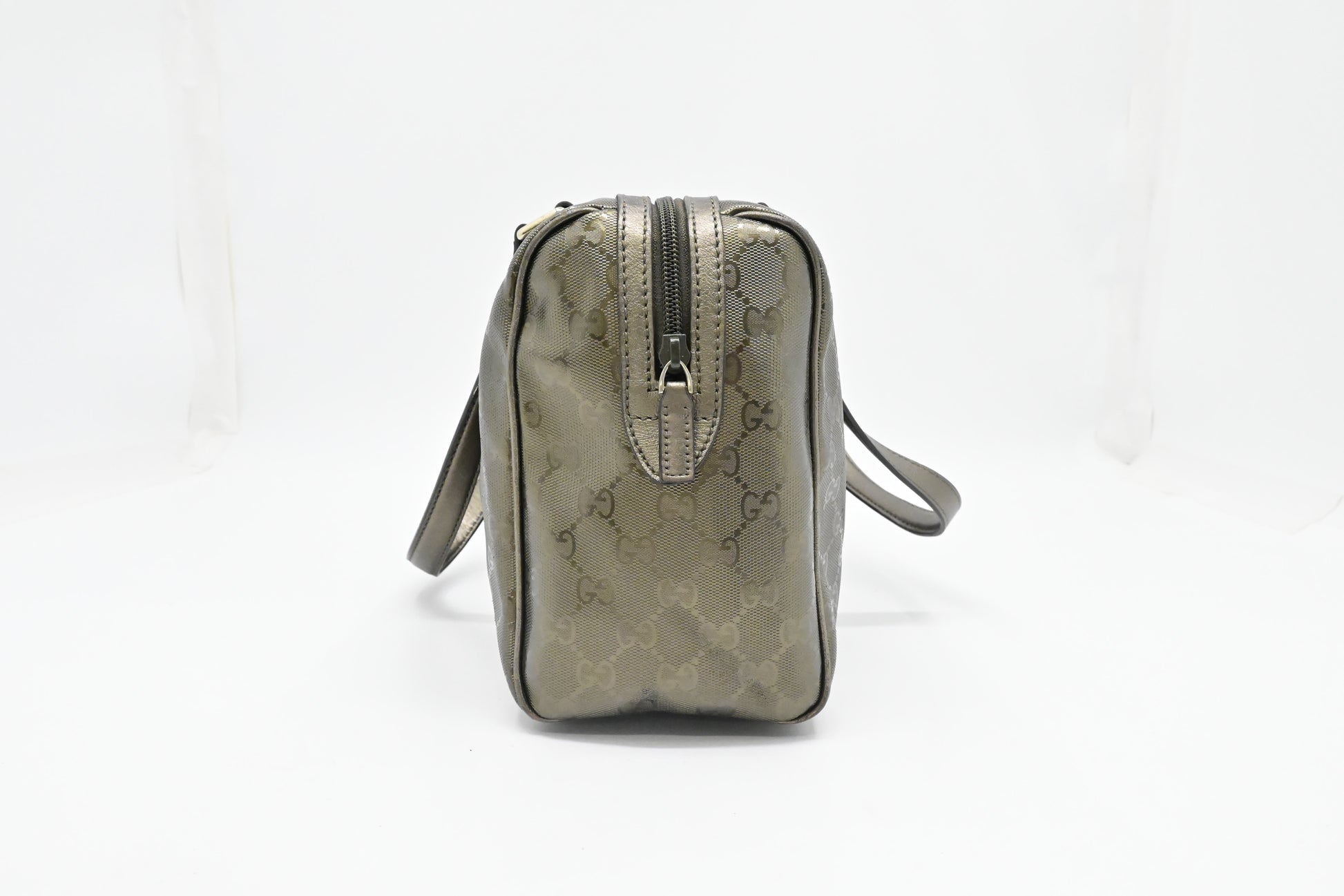 Gucci Boston Bag in Pewter Imprime Canvas