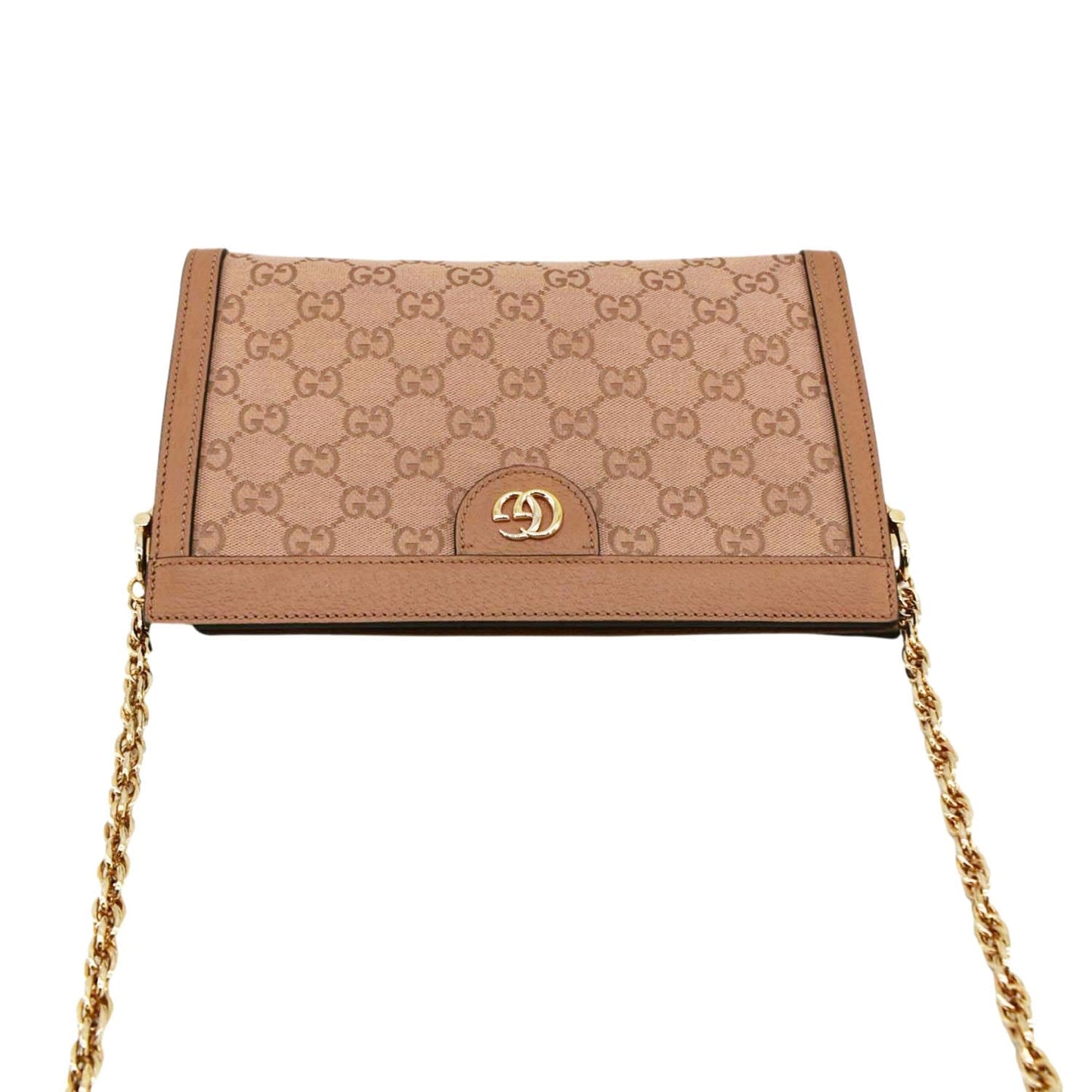 GUCCI Ophidia Small GG Canvas Chain Shoulder Bag Pink 503877
