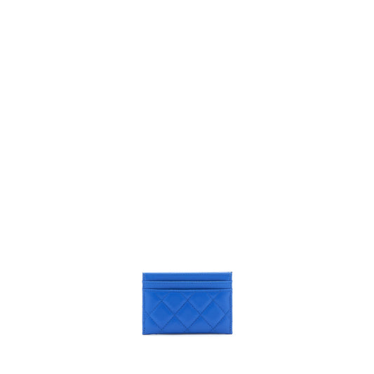Chanel Classic CC Card Holder Lambskin Blue SHW