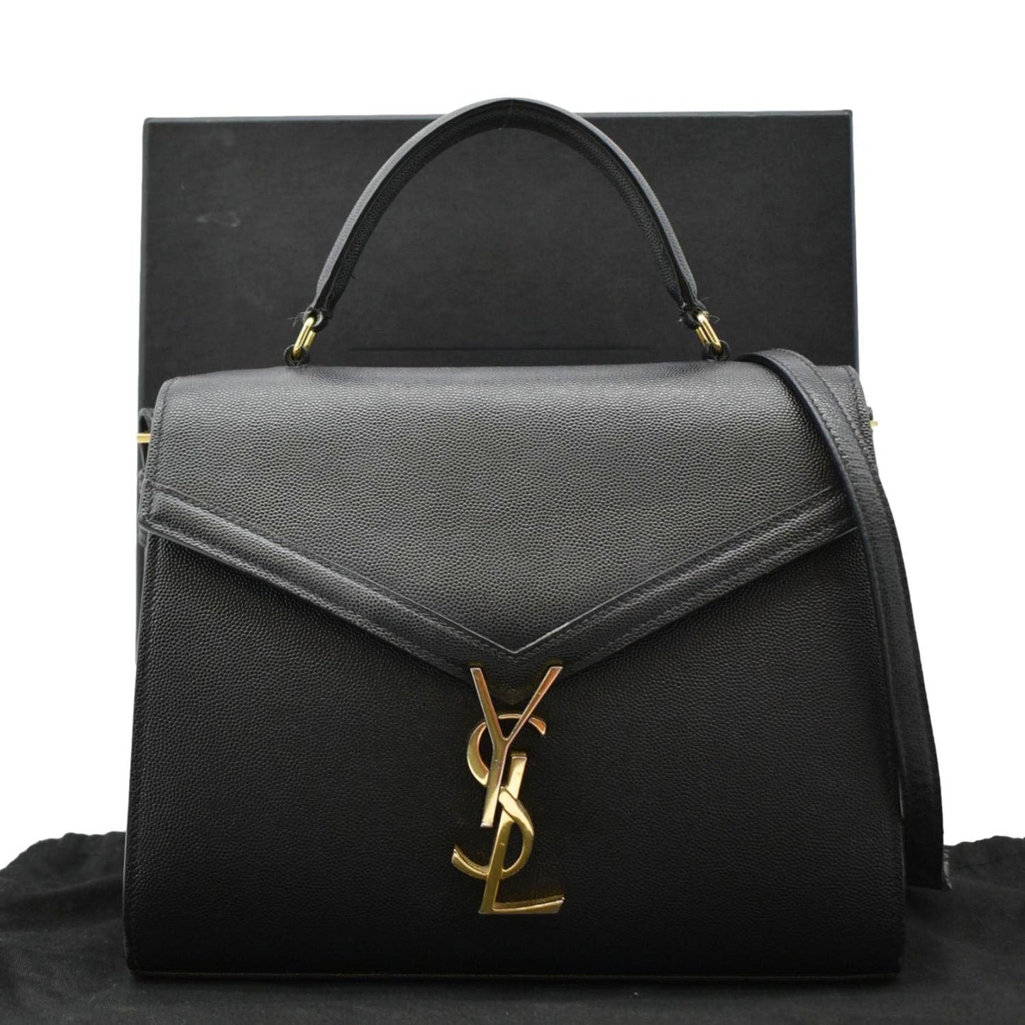 SAINT LAURENT Cassandra Top Handle Leather Shoulder Bag Black