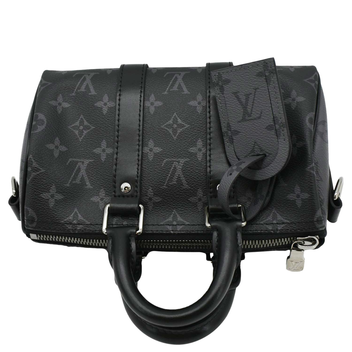 LOUIS VUITTON Keepall 25 Bandouliere Monogram Eclipse Reverse Canvas Crossbody Bag Black