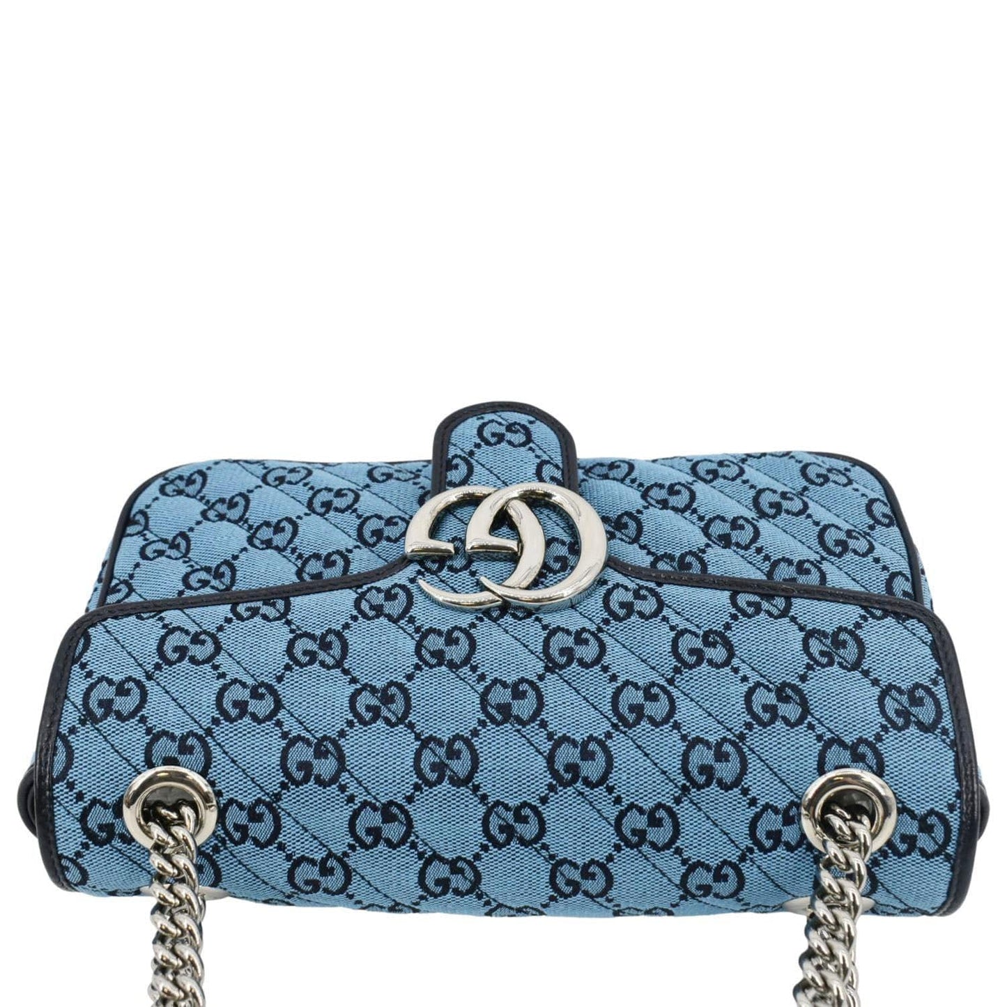 GUCCI GG Marmont Small Matelasse Canvas Shoulder Bag Blue 443497
