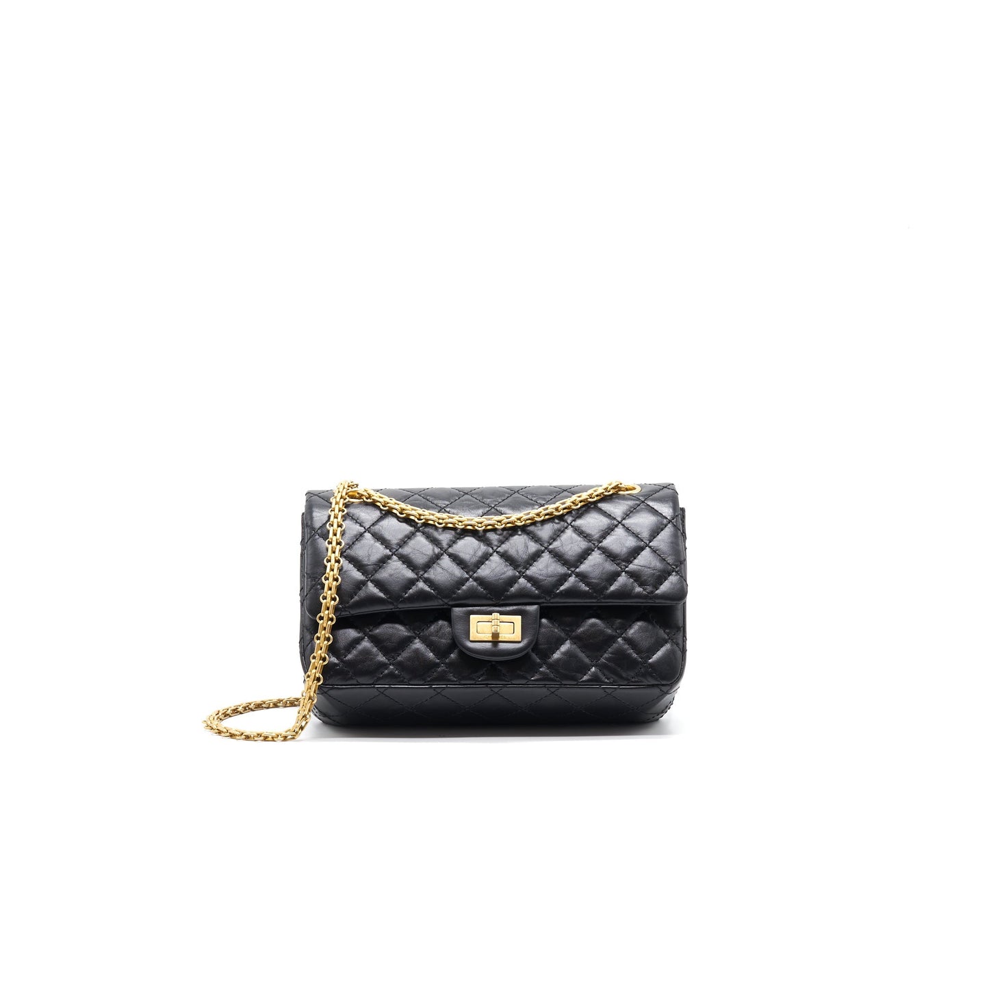 Chanel 2.55 Handbag Aged Calfskin Black