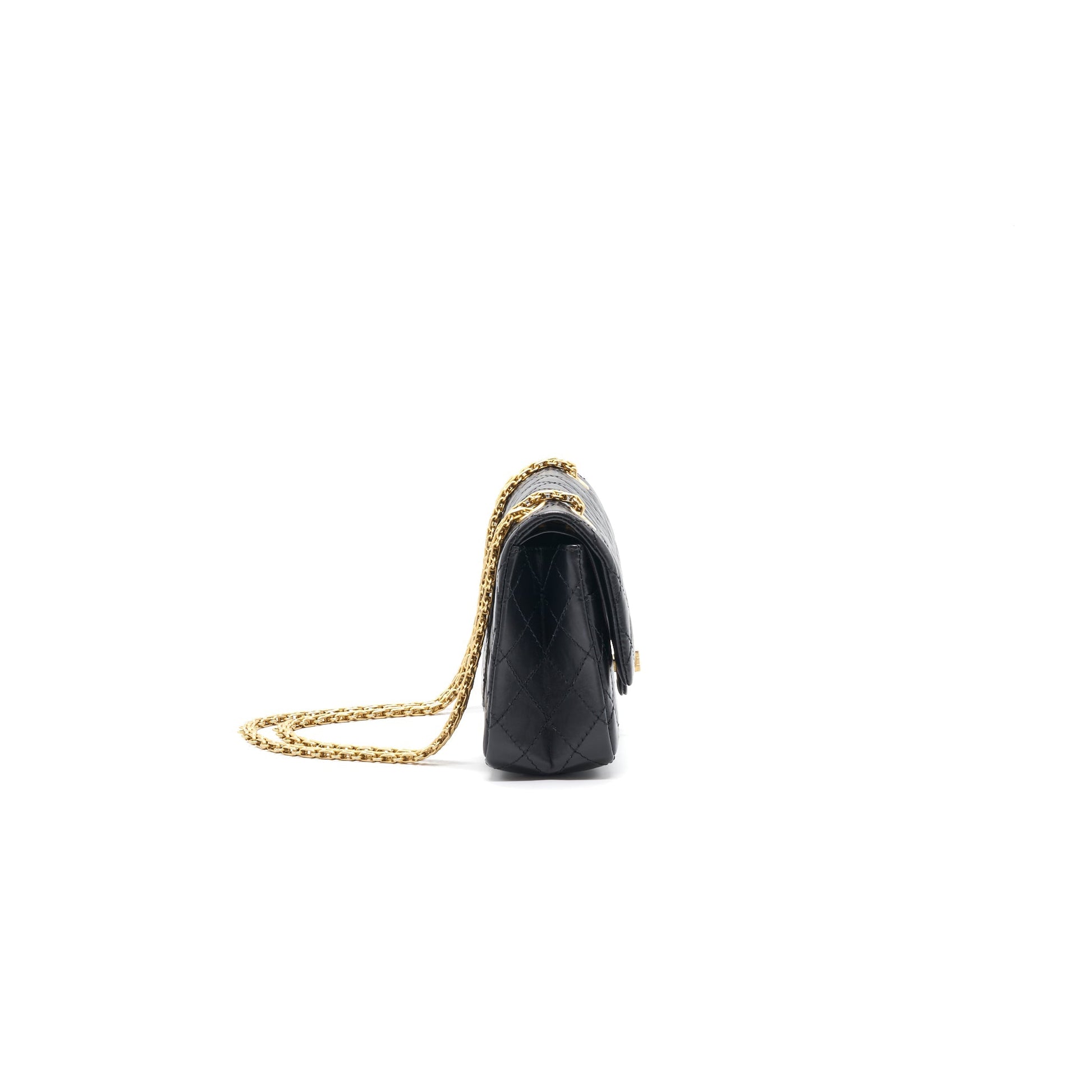 Chanel 2.55 Handbag Aged Calfskin Black