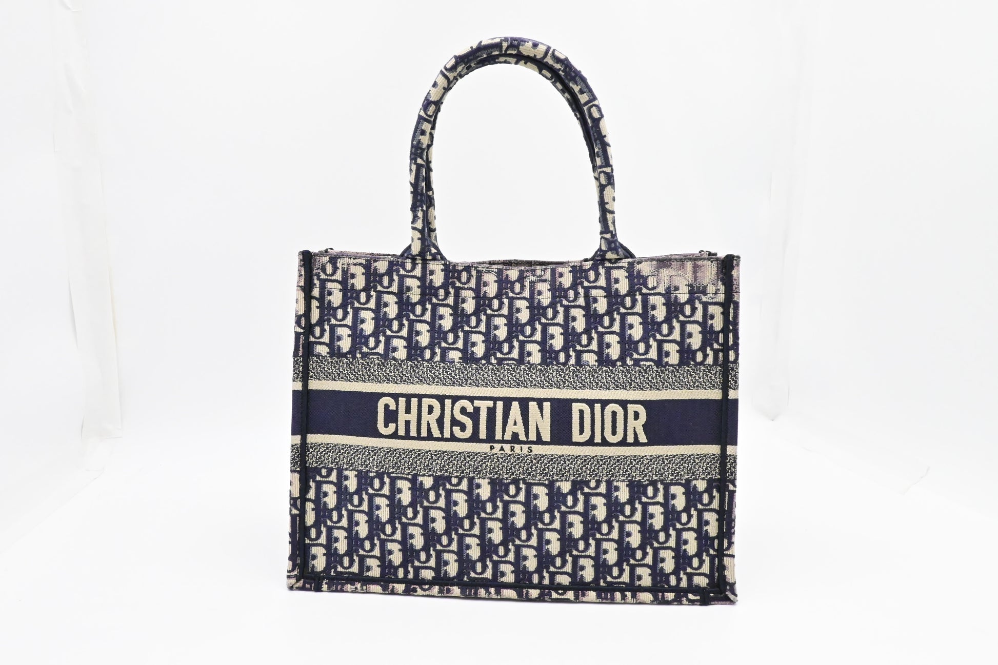 Dior Medium Book Tote in Navy Blue Oblique Canvas