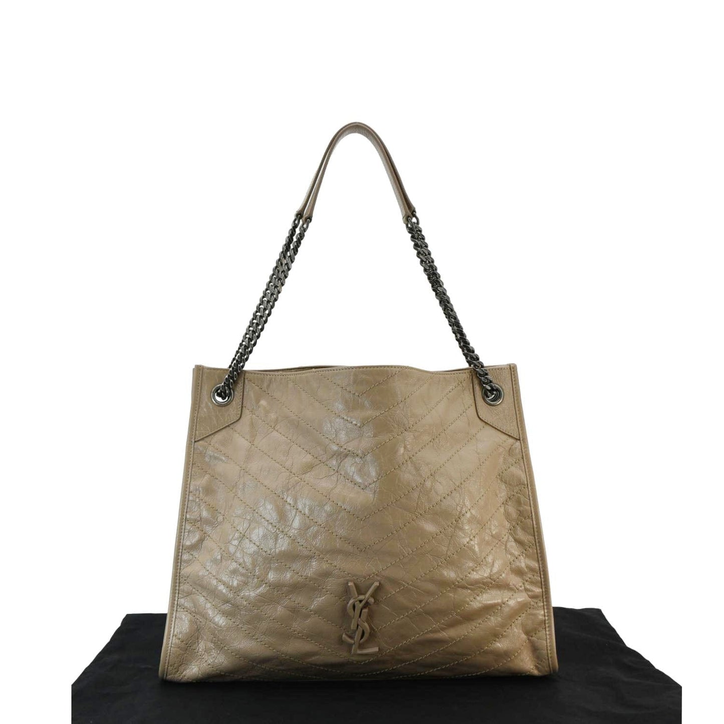SAINT LAURENT Niki Shopping Leather Tote Bag Brown