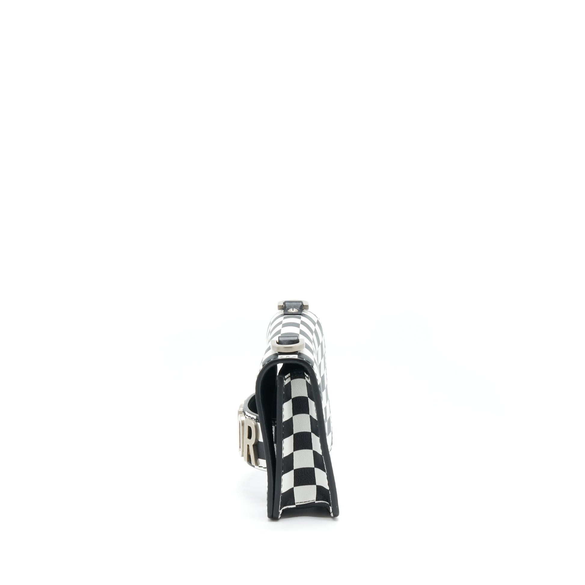 Dior Mini Jâadior Flap Purse Black/ White With Wide Shoulder Strap