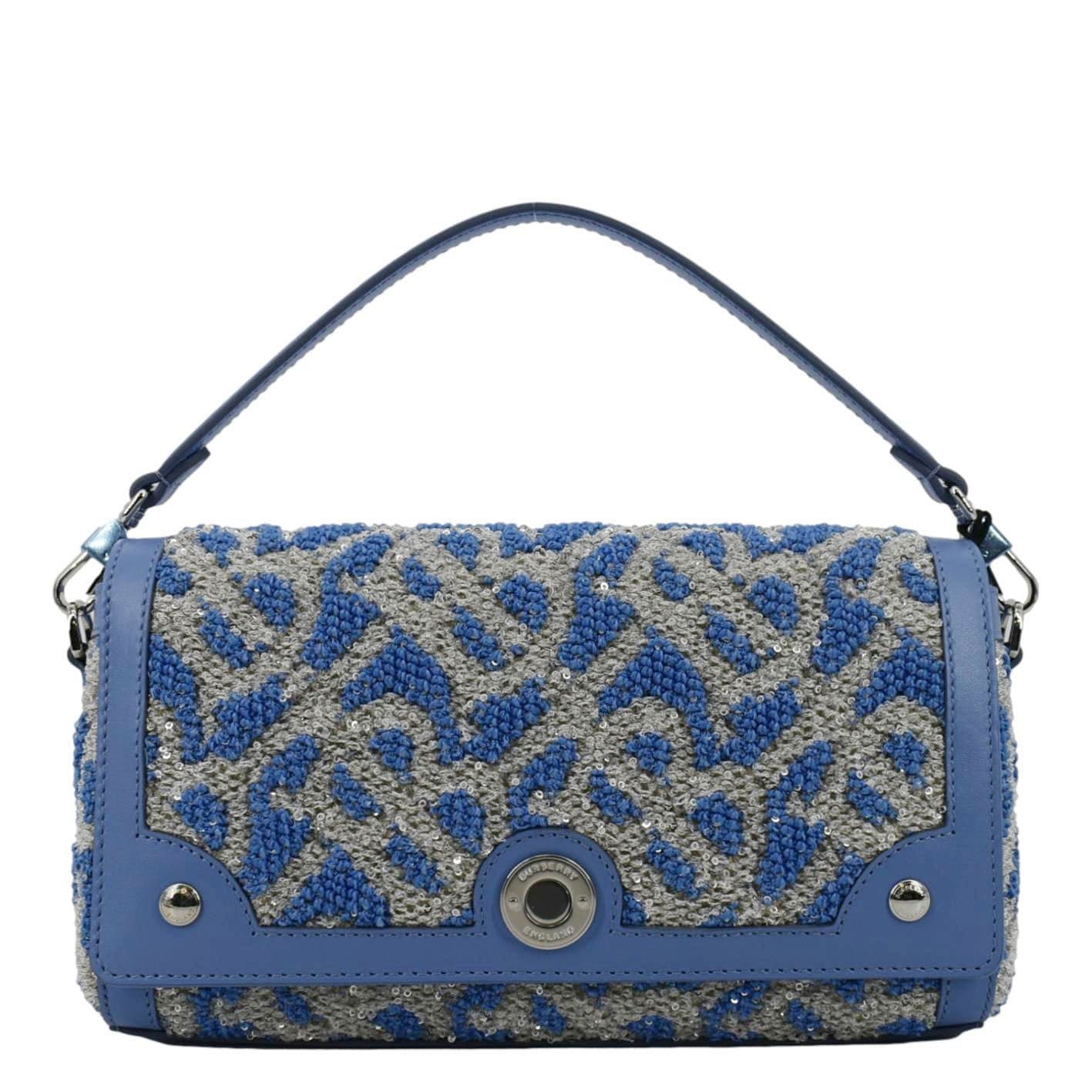 Burberry Note TB Small Sequins Yarn Shoulder Bag Blue