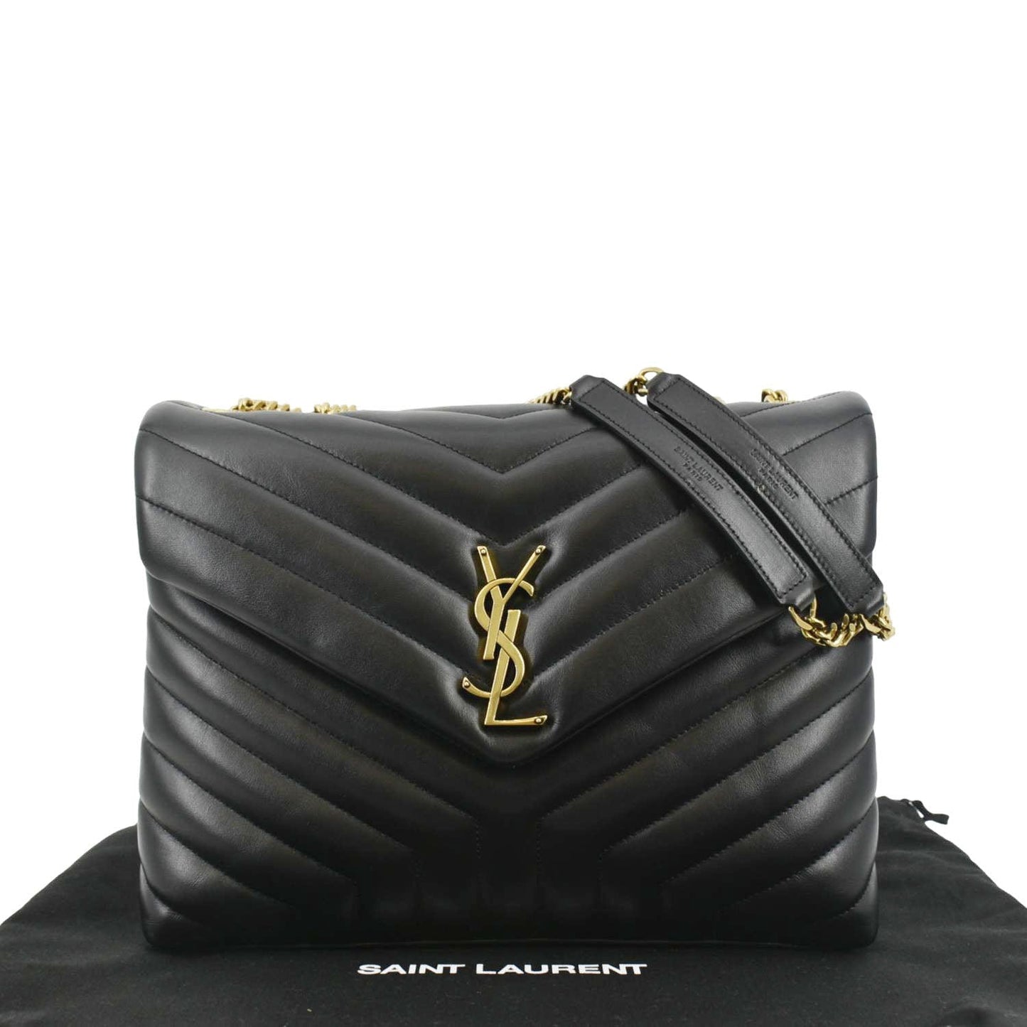 SAINT LAURENT Loulou Medium Quilted Leather Crossbody Bag Black