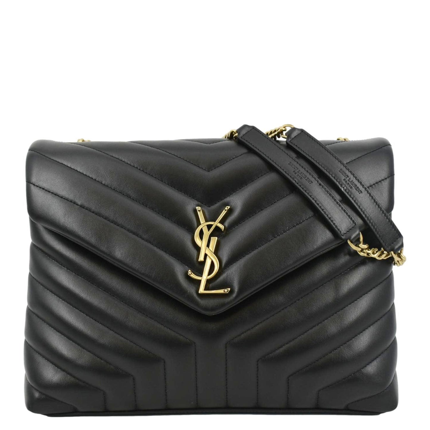 SAINT LAURENT Loulou Medium Quilted Leather Crossbody Bag Black