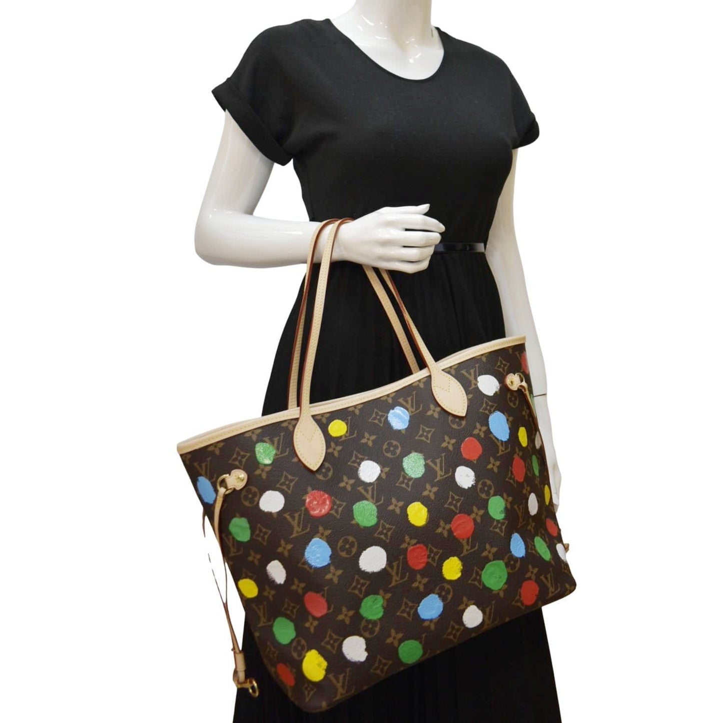 LOUIS VUITTON x YK Neverfull MM Monogram Canvas Shoulder Bag Brown