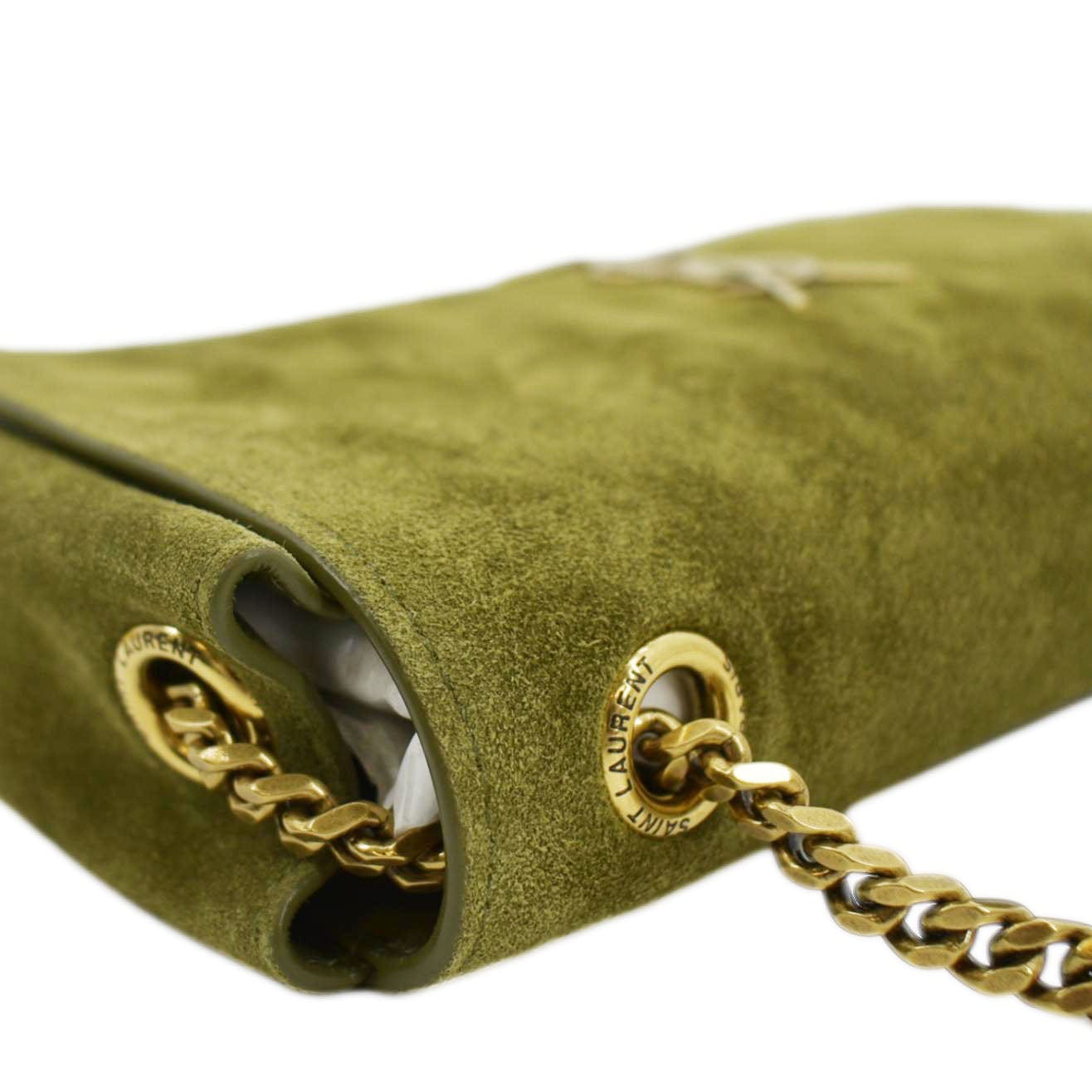 SAINT LAURENT Kate Reversible Suede Shoulder Bag Grassy Green