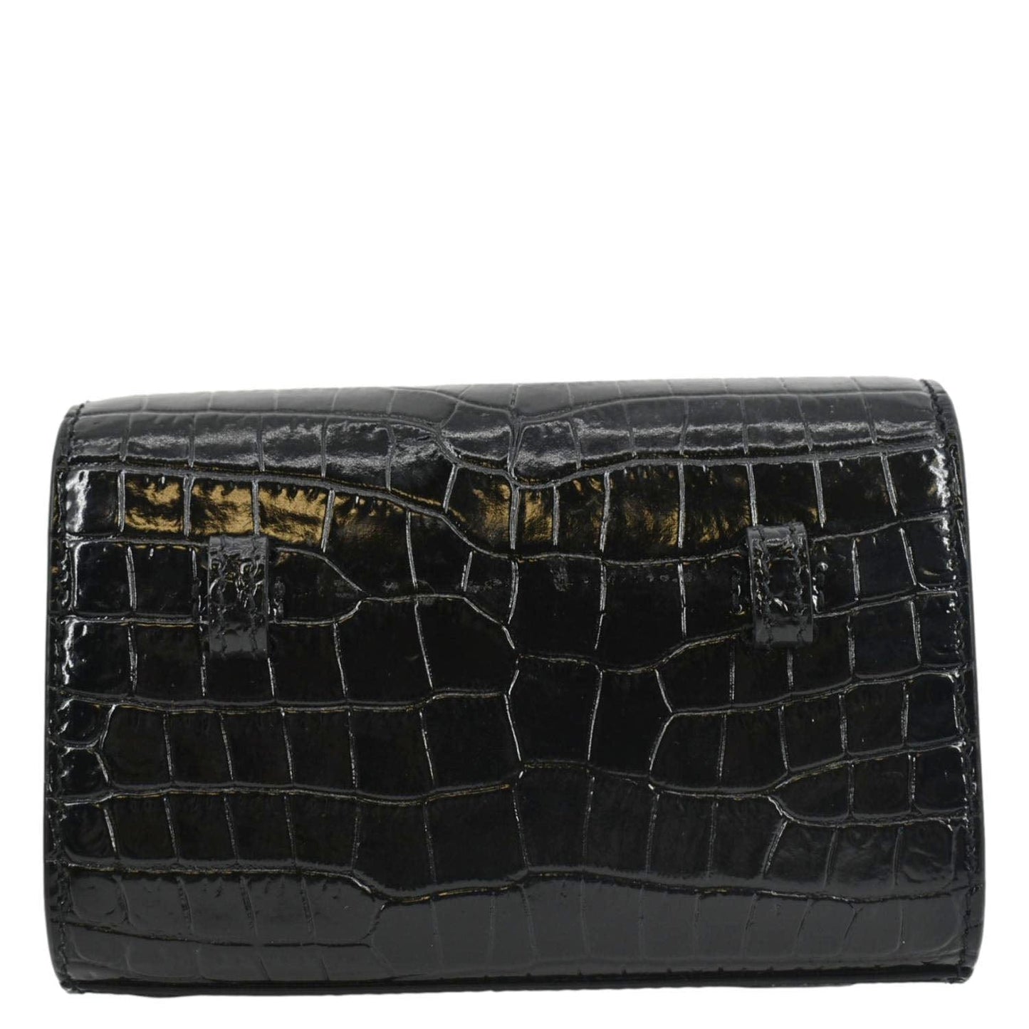 SAINT LAURENT Kate Crocodile Embossed Leather Belt Bag Black