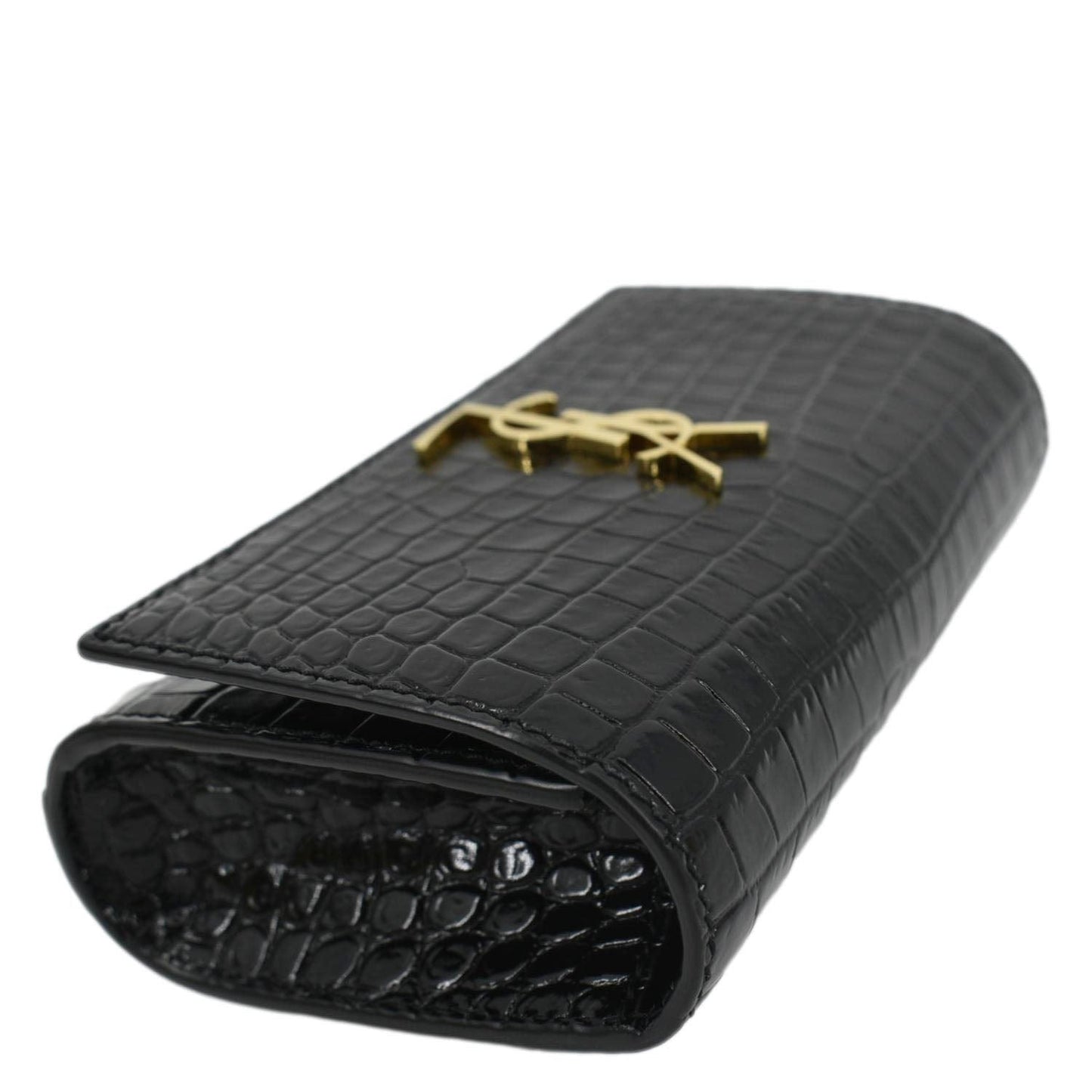 SAINT LAURENT Kate Crocodile Embossed Leather Belt Bag Black