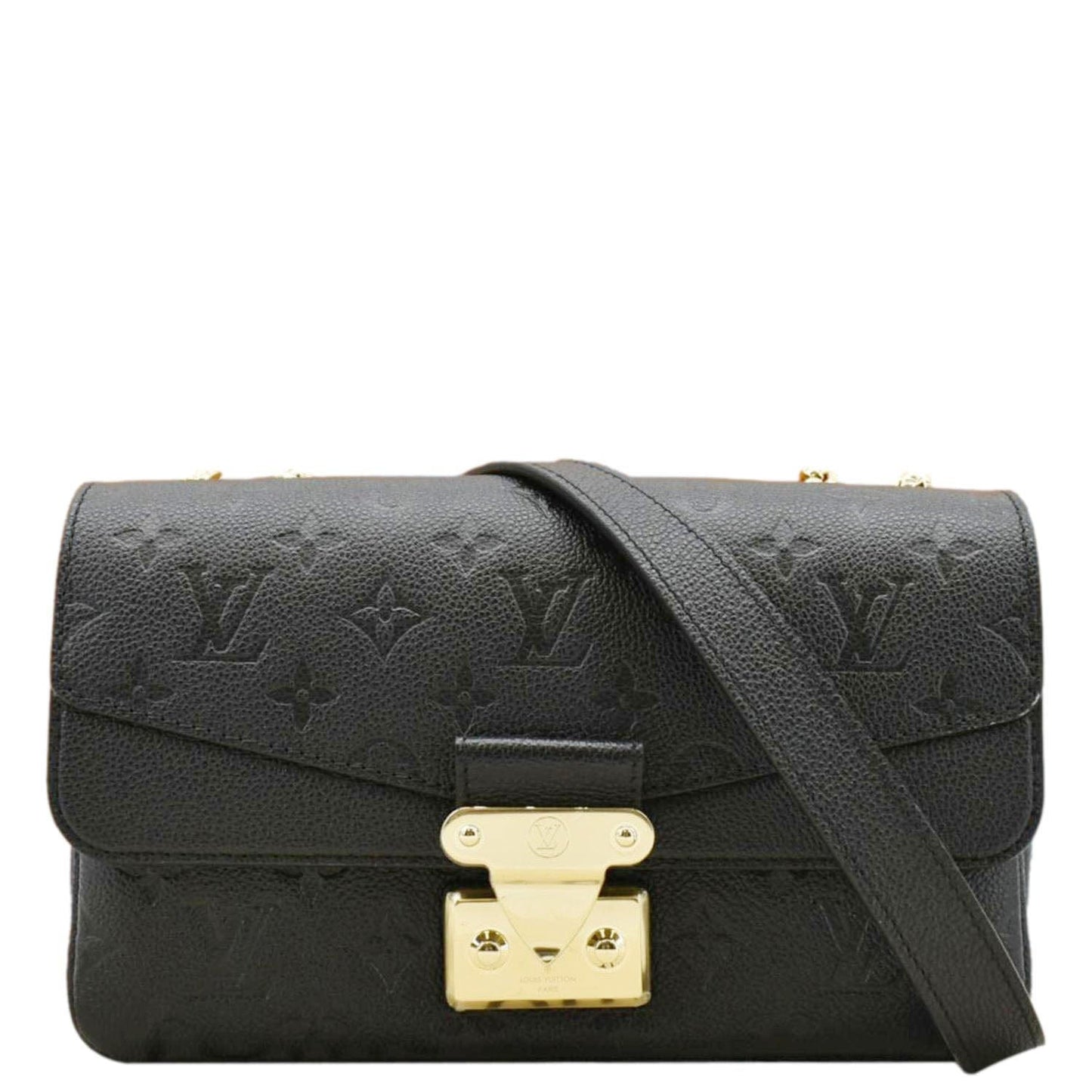 LOUIS VUITTON Marceau Monogram Empreinte Leather Shoulder Bag Black