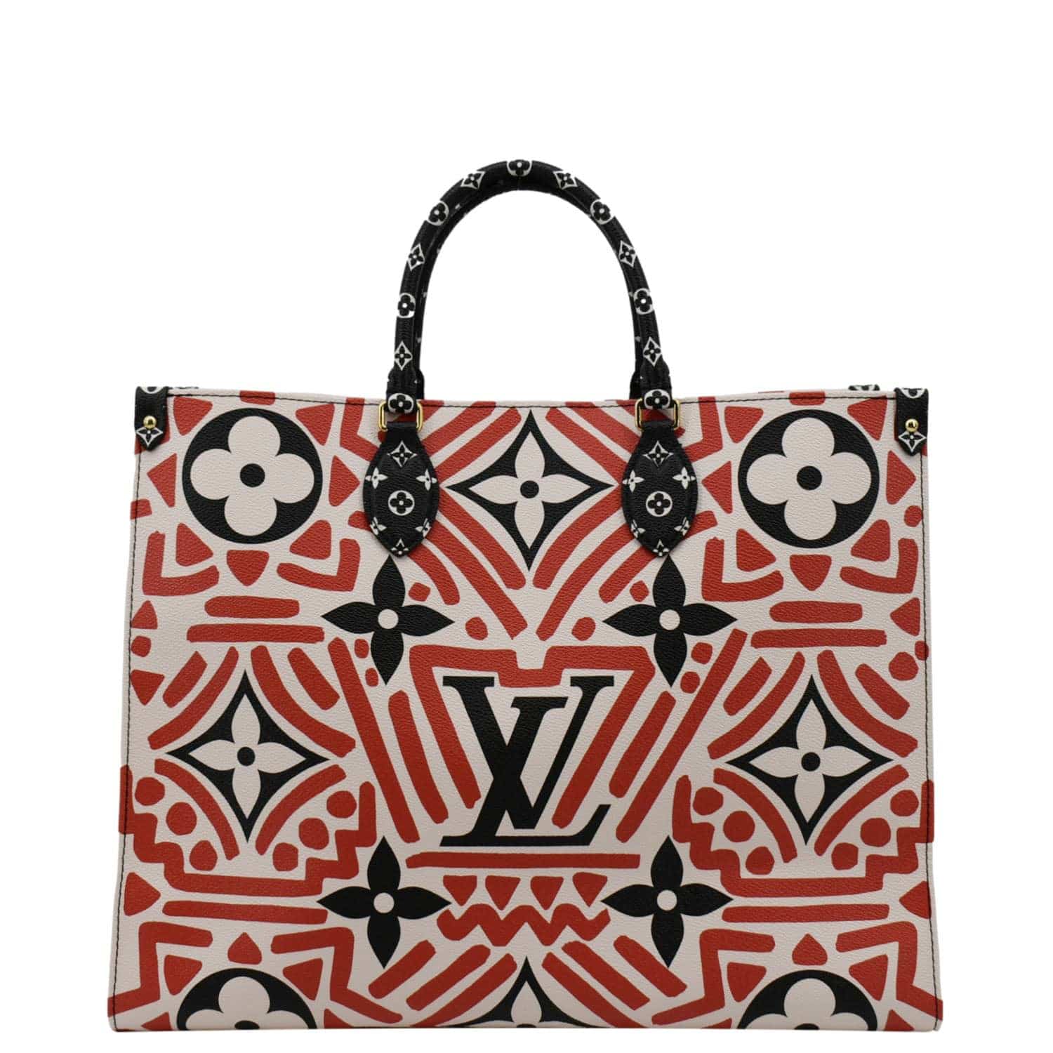 LOUIS VUITTON Onthego GM Crafty Monogram Giant Canvas Shoulder Bag Red