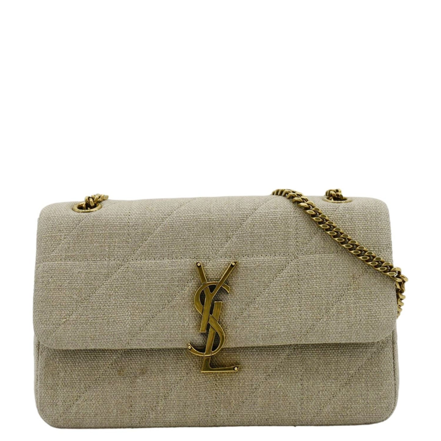 SAINT LAURENT Patchwork Jamie Jersey Wool Shoulder Bag Beige