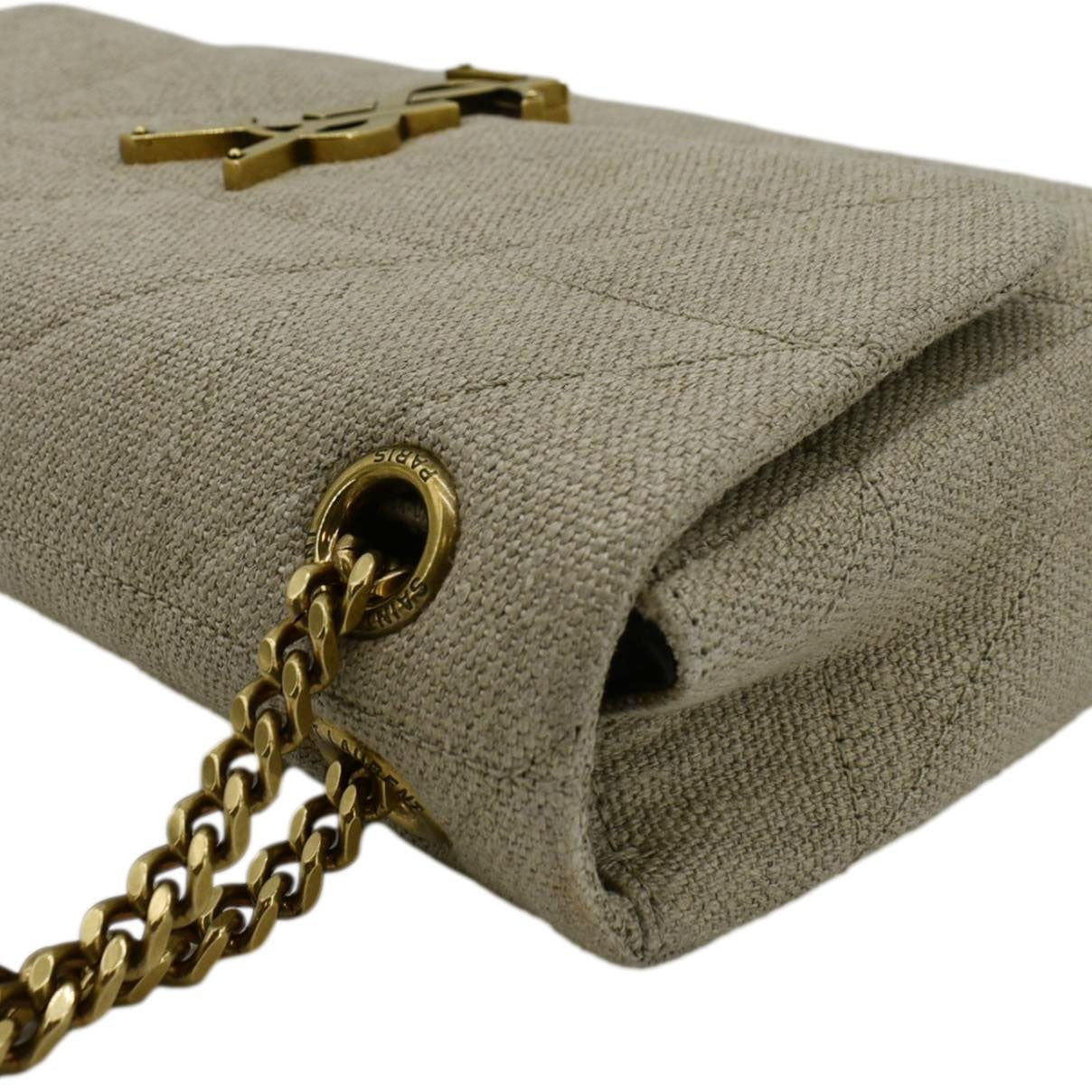 SAINT LAURENT Patchwork Jamie Jersey Wool Shoulder Bag Beige