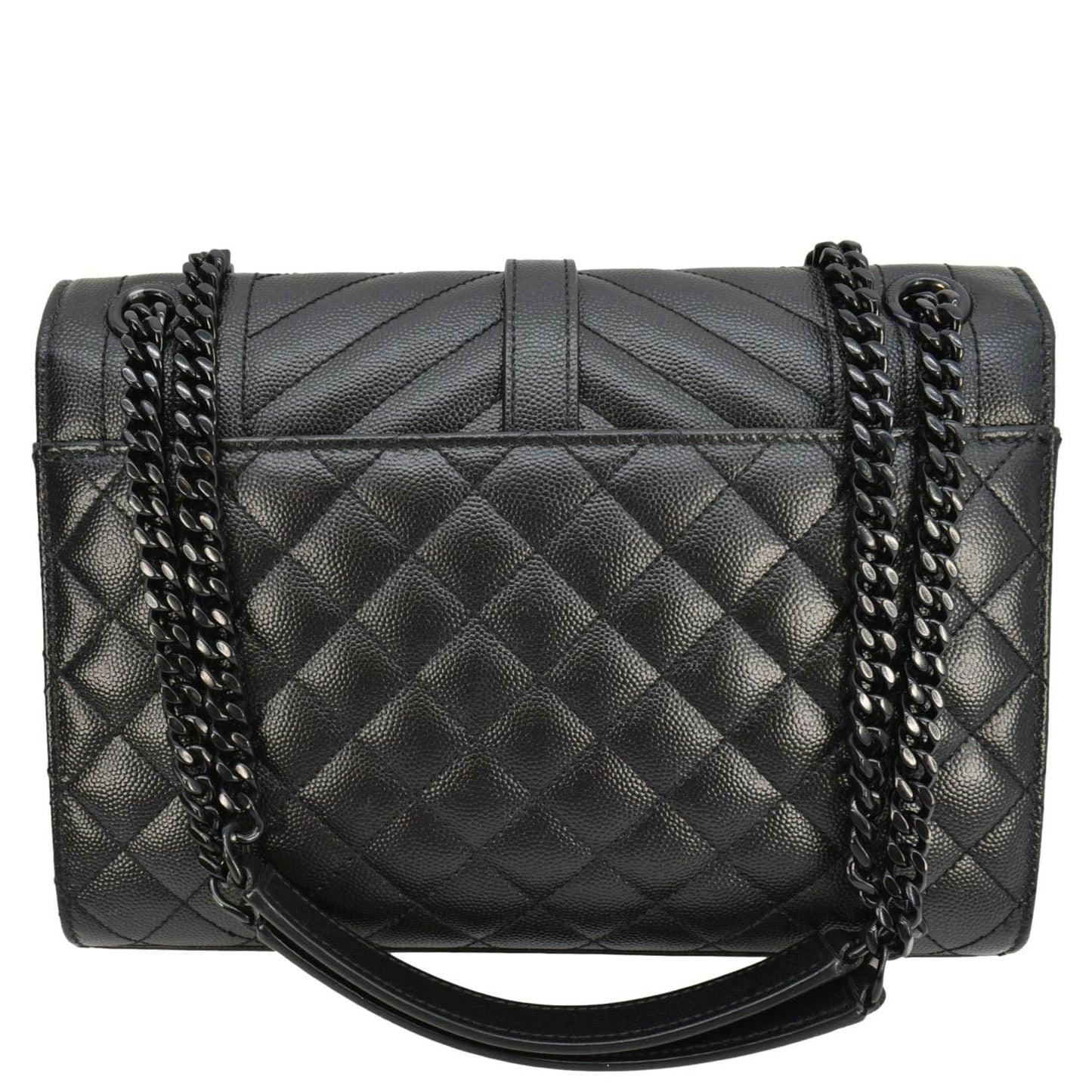 SAINT LAURENT Envelope Medium Mixed Matelasse Leather Shoulder Bag Black