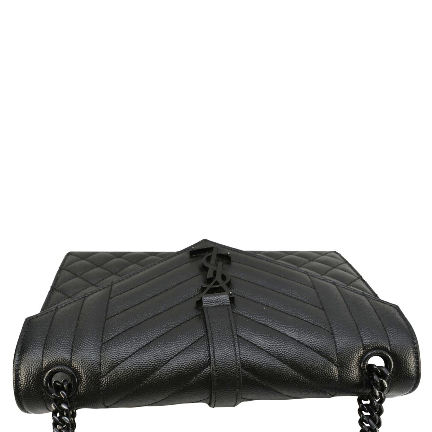 SAINT LAURENT Envelope Medium Mixed Matelasse Leather Shoulder Bag Black