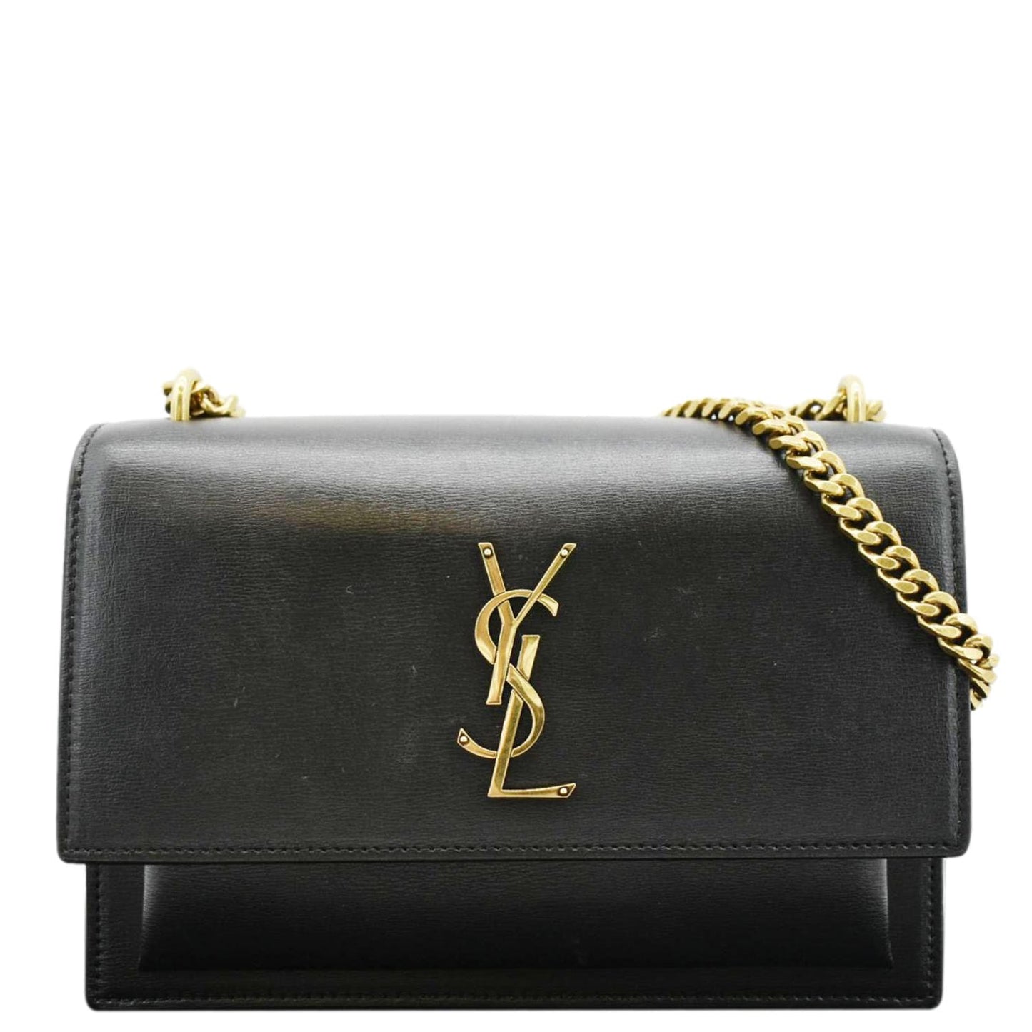 SAINT LAURENT Monogram Sunset Medium Leather Shoulder Bag Black