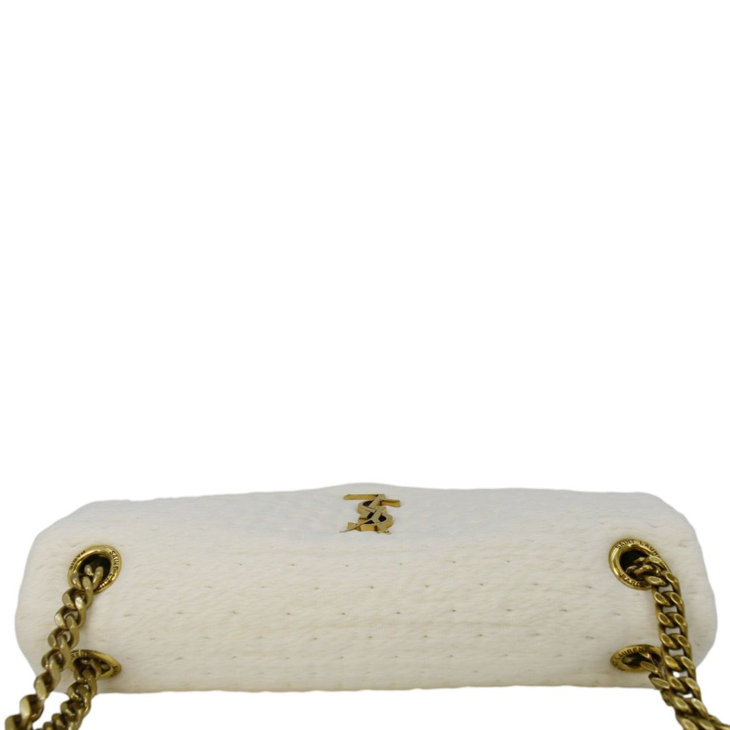 SAINT LAURENT Calypso Organza Leather Crossbody Bag White