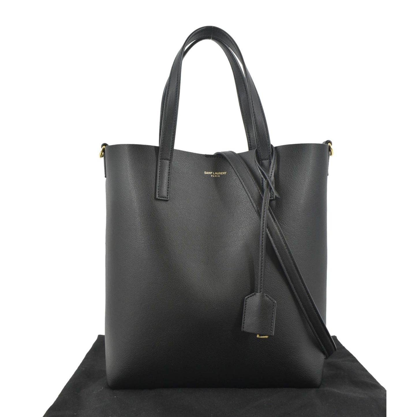 SAINT LAURENT Toy Supple Leather Shopping Tote Bag Black