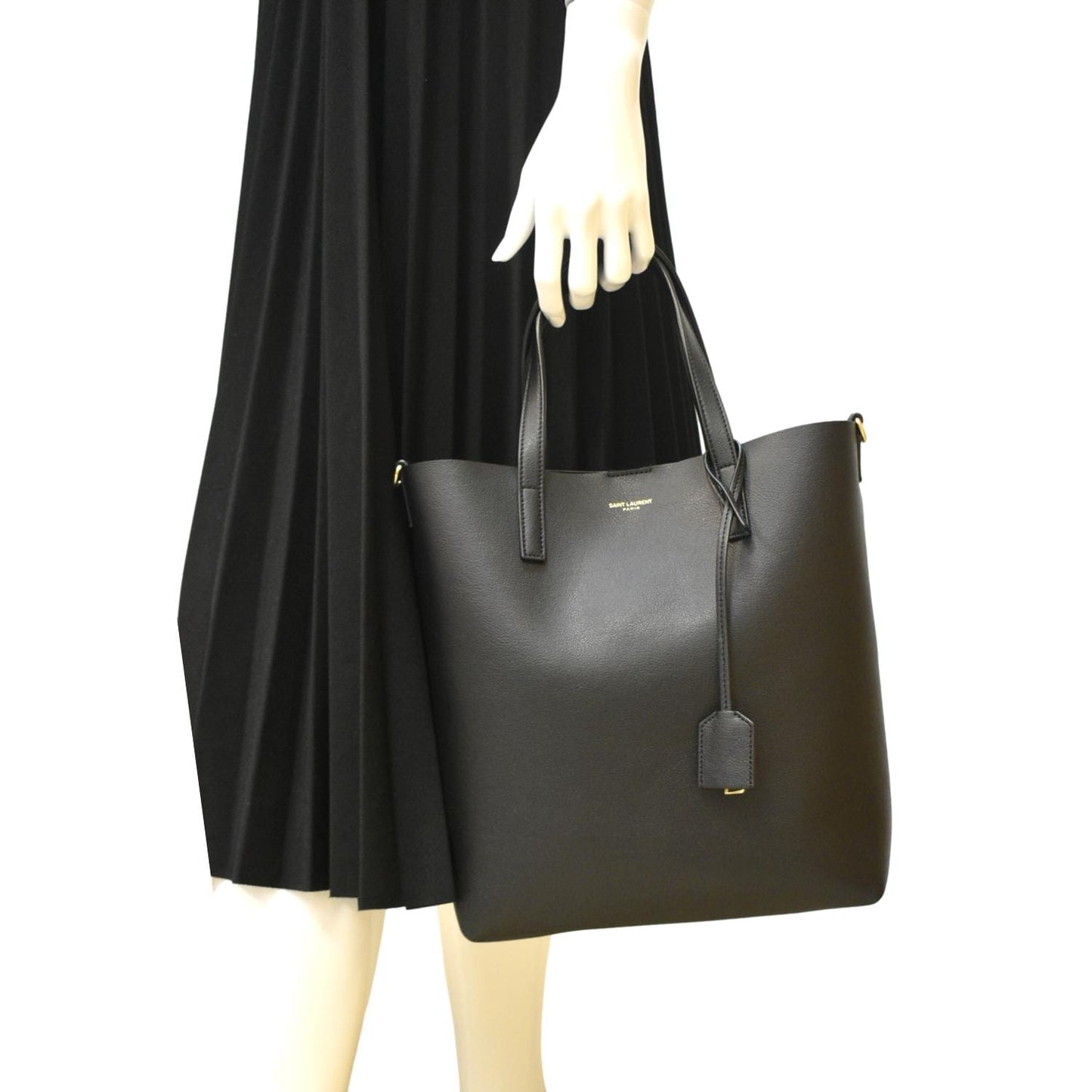 SAINT LAURENT Toy Supple Leather Shopping Tote Bag Black