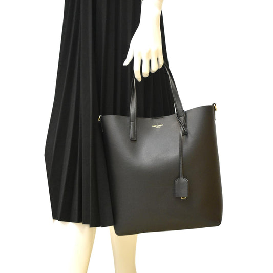 SAINT LAURENT Toy Supple Leather Shopping Tote Bag Black