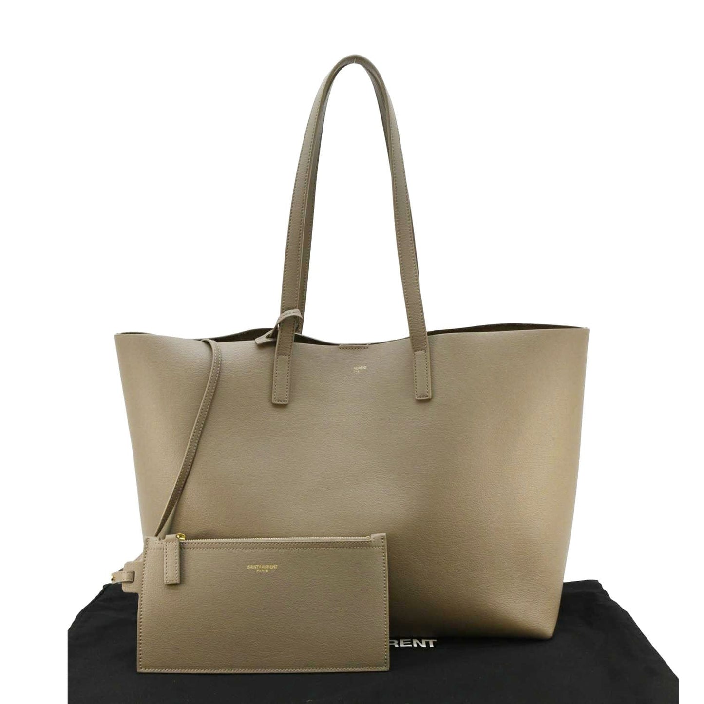 SAINT LAURENT Shopping Leather Tote Bag Gray