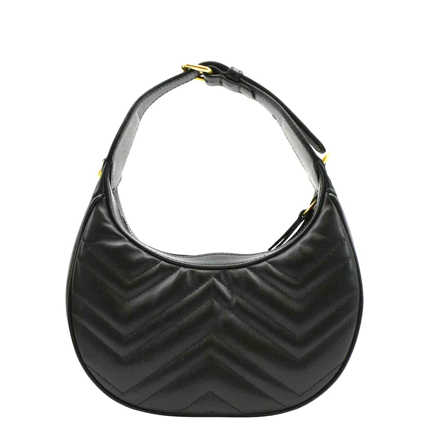 GUCCI GG Marmont Half Moon Mini Leather Shoulder Bag Black 699514