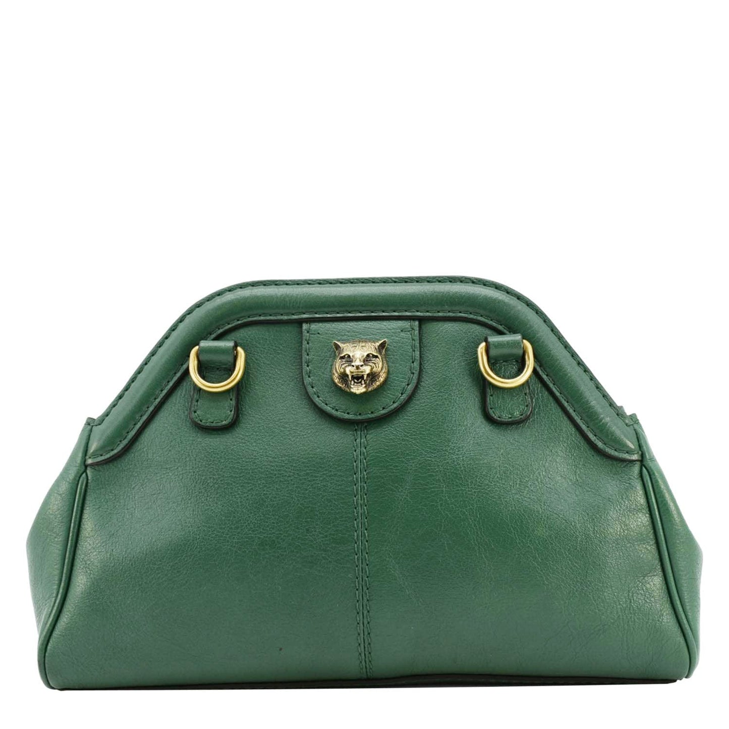 GUCCI Re(Belle) Tiger head Leather Shoulder Bag Green 524620
