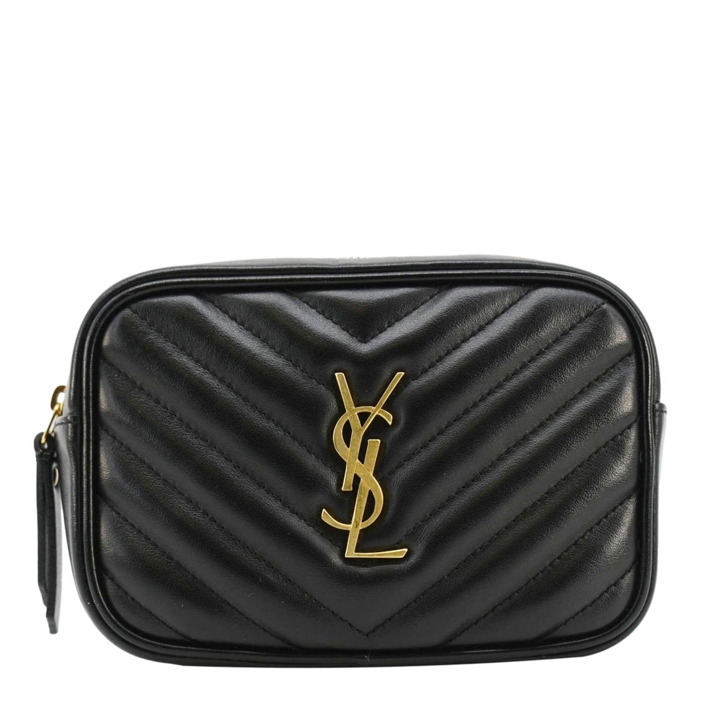 SAINT LAURENT Lou Calfskin Leather Crossbody Belt Bag Black
