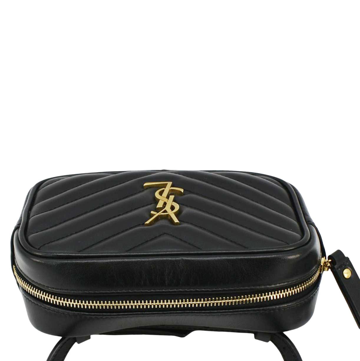 SAINT LAURENT Lou Calfskin Leather Crossbody Belt Bag Black