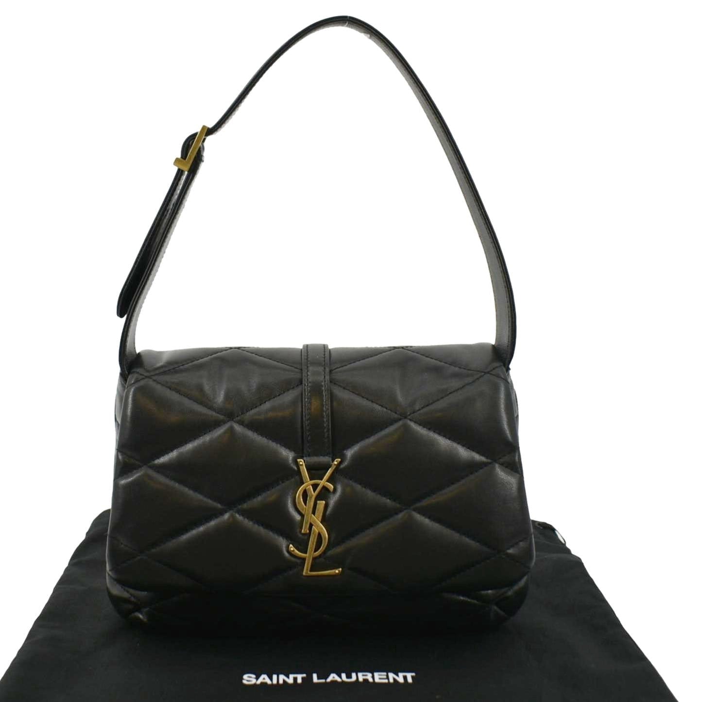 SAINT LAURENT LE 57 Quilted Leather Hobo Bag Black