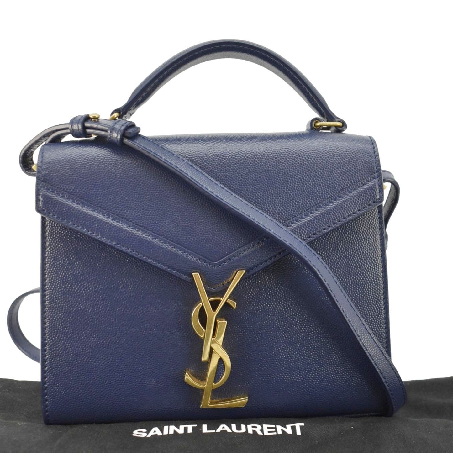 SAINT LAURENT Cassandra Top Handle Leather Shoulder Bag Blue