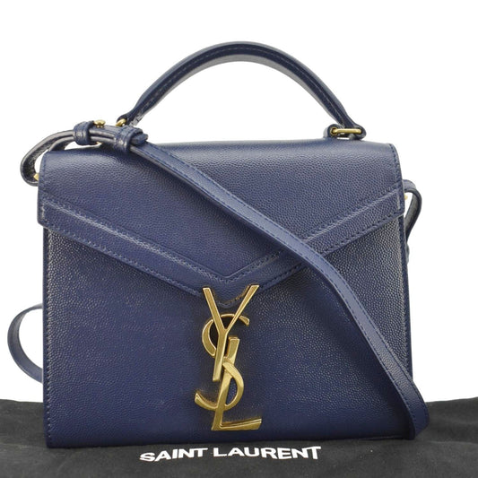 SAINT LAURENT Cassandra Top Handle Leather Shoulder Bag Blue