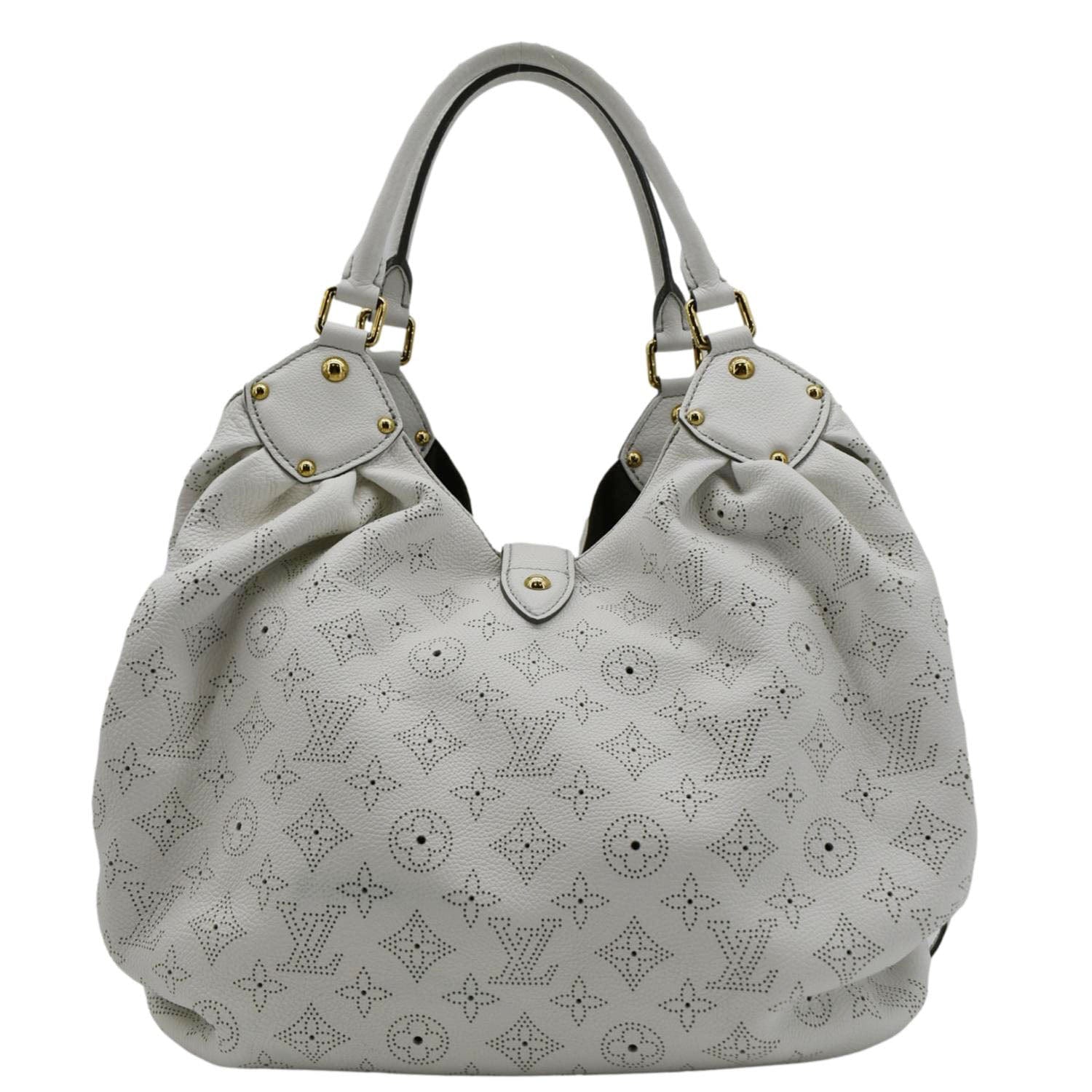 LOUIS VUITTON Solar Large Mahina Leather Hobo Bag White