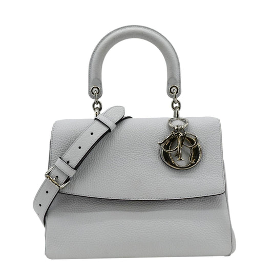 CHRISTIAN DIOR Be Dior Small Leather Flap Shoulder Bag Grey